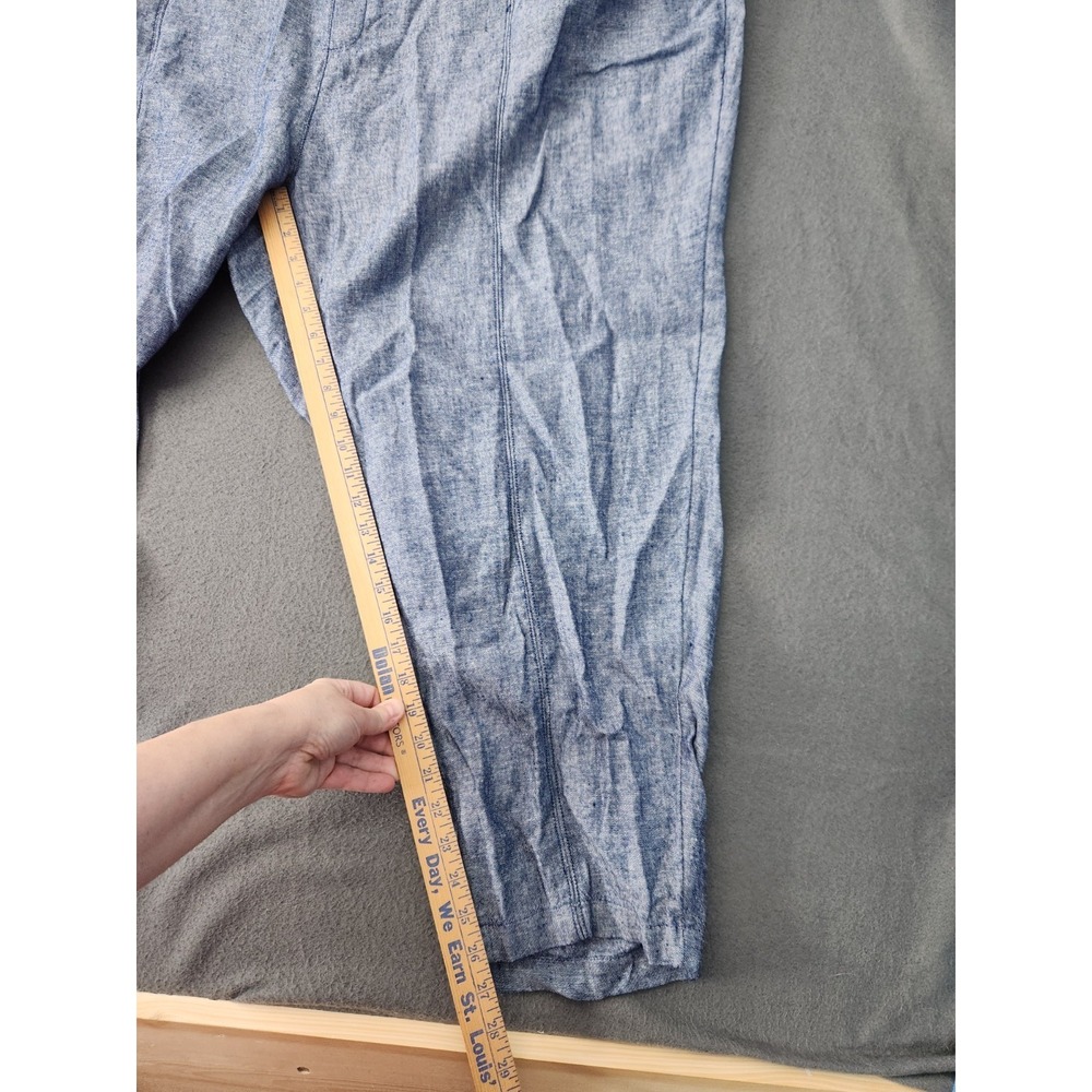 NWT Old Navy Womens Sz 4X Chambray Blue Linen Blend High Rise Crop Pants Pull On - Picture 4 of 15